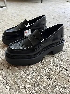 Zara Women’s Black Leather Loafers New With Tags Size 39 • $55