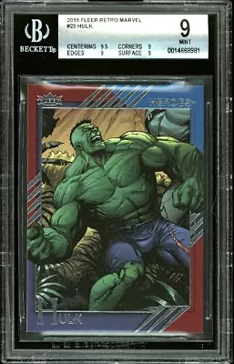 2015 Upper Deck Fleer Marvel Retro HULK BGS 9 Mint W 9.5 Graded Comic Card • $17