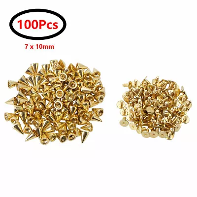 100 Cone Spikes Punk Rivet Screw Back Studs Leather Shoes Craft Clothing Bag DIY • $9.48