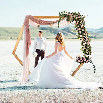 Hexagonal Wooden Wedding Ceremony Arch Photo Booth Backdrop Stand Garden Wedding • $126.96