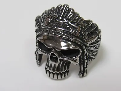 £17.08 • Buy INDIAN MOTORCYCLE Men's Size 12 Steel Skull Head Dress Biker Ring New!