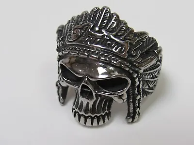 INDIAN MOTORCYCLE Men's Size 12 Steel Skull Head Dress Biker Ring New! • $19.99