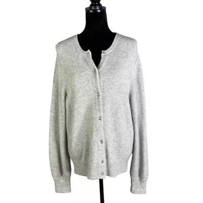 J Crew Grey Ribbed Alpaca/nylon/wool Cardigan With Jewel Buttons Size XL New • $45.50