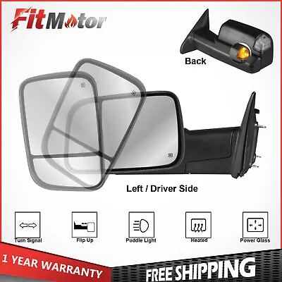 Driver Side Tow Mirror Power Heated For Dodge Ram 2009-2018 W/ Temp Sensor • $85.89