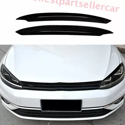 For VW Golf MK7/7.5 2014-2019 Gloss Black Front Headlight Lamp Strip Trim 2PCS • $44.31