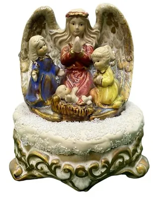 Christmas Musical Nativity Ornament Baby Jesus Angel Wind Up Christmas Vintage • £14.99