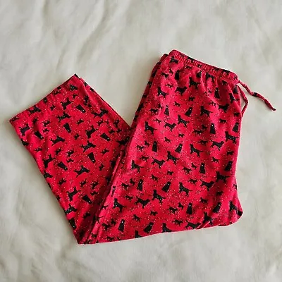 Crown & Ivy Size XL Red Black Lab Dog Christmas Lights Pajama Pants PJ Bottoms • $14.44