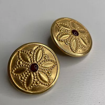 Vintage MMA USA Brushed Gold Tone Star Circle Clip In Earrings Museum Modern Art • $24.99