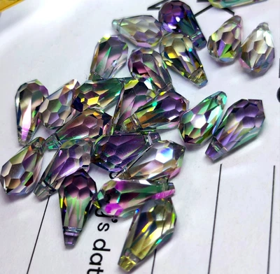£2.89 • Buy 10pc 6.5x13mm Quality Violet AB Faceted Teardrop Glass Crystal Beads Multicolour