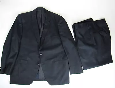 Vtg 50s 60s 2 Pc Shiny Pinstripe Hollywood Suit Jacket Pant Drop Loop Sharkskin • $126.44