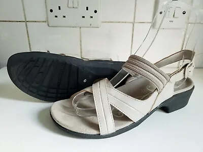 £19.99 • Buy Scholl Orthaheel Uk 7 Eu 40.5 Womens Flat Leather Light Grey Summer Sandals