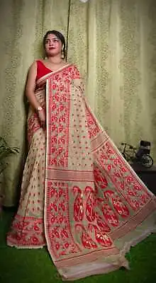 Soft Jamdani Saree Traditional Handloom Indian Bengal Women's Ethnic Wear Sari • $38.36