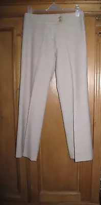 Next Camel Wool Blend Trousers Size 12 R  Y2K Wide Leg Flare Mid-Rise Office VGC • £10