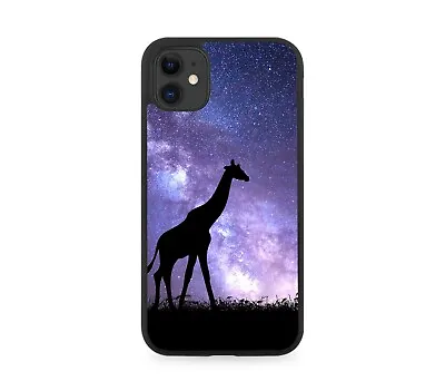 Giraffe Silhouette Rubber Phone Case Cover Giraffes Galaxy Moon Universe I210 • £15.90