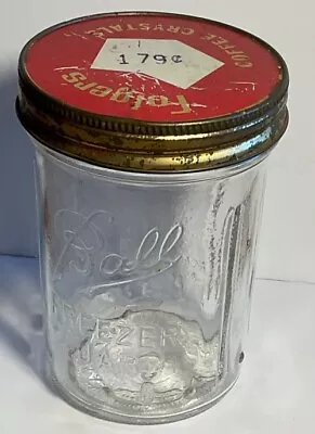 Vtg Folgers Instant Coffee Crystals  Lid On Ball Freezer Jar  Farmhouse Decor • $14.95