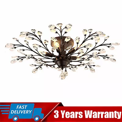 Crystal Chandelier Branches Pendant Lamp Vintage 5-Light Bedroom Ceiling Fixture • $68.40