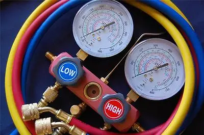 Manifold Gauge+5ft Hose Set R410a R22 R134a Professional HVAC Tool • $59.97