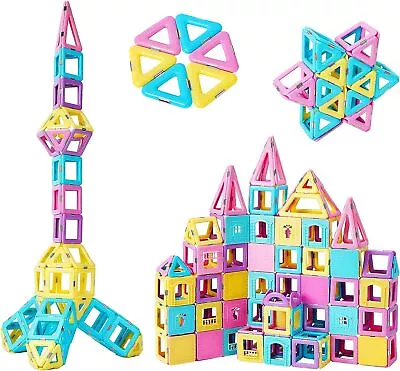 Palano 120 PCS Magnetic Blocks Magnetic Building Tiles STEM Stacking Toy • $19.99