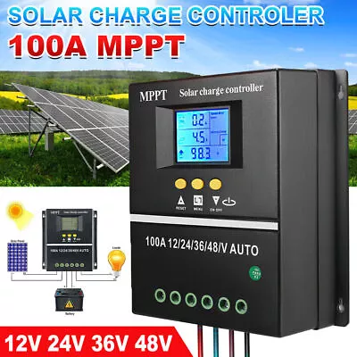 100A MPPT Charge Controller DC 12V/24V/36V/48V Solar Charge Controller Regulator • £8.99