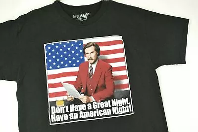 Anchorman 2 Movie Promo T Shirt 2014 Will Ferrell Comedy Funny USA Flag Black L • $14.99