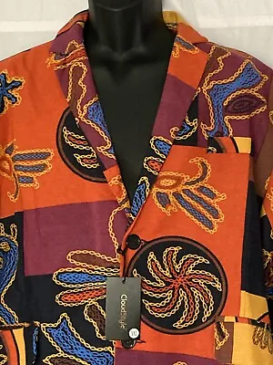 CloudStyle Fashion Aztec Print Mens 2 Button Casual Blazer Orange 2XL (44R) NEW • $45