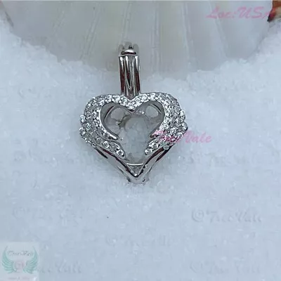 Angel Wings - Solid 925 Sterling Silver - Locket Pearl Cage Pendant - Hold 6-8mm • $12