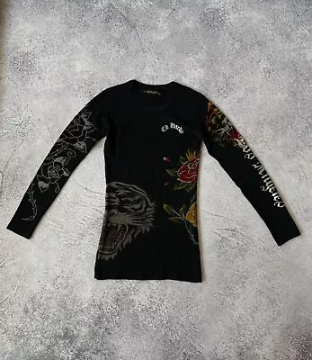 Ed Hardy By Christian Audigier Black Dress With Long Sleeves Size XS • $65