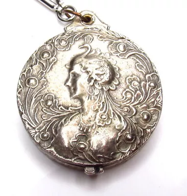 Vintage Art Nouveau Revival Necklace Pendant Hera Cameo Slide Locket • $0.99