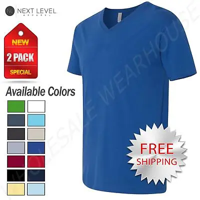 Next Level Mens T-Shirt 2-PACK Ultra Soft Premium Fit Short Sleeve V Neck  N3200 • $18.65