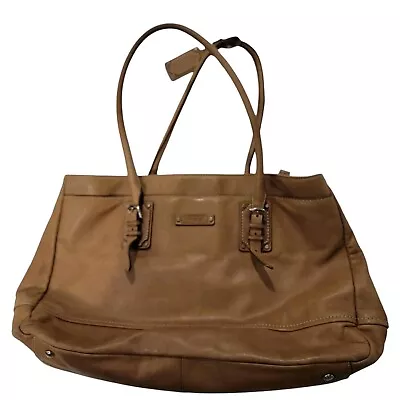 TUMI Tote Bag Brown Leather Large Business Tote Laptop Travel   • $68