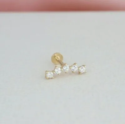 Diamond Constellation Ear Crawler 14K Solid Gold Body Piercing Jewelry Nose/ear • $601.99
