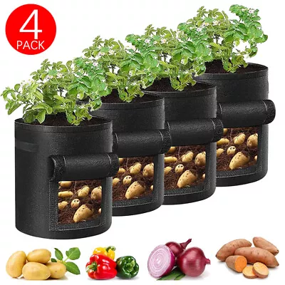 4PCS Plant Grow Bags Potato Fruit Vegetable Garden Planter Growing Bag 10 Gallon • £12.99