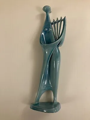 Zsolnay Porcelain Figurine - Harp Player - Art Deco Style - Janos Török Design • £69