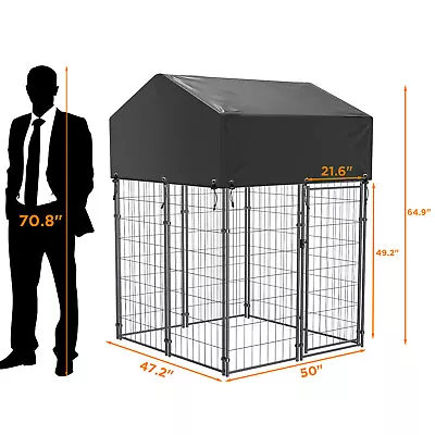 Outdoor Large Heavy Duty Dog Kennel Cage W/ Cover Metal Fence Chicken Coop House • $145.93