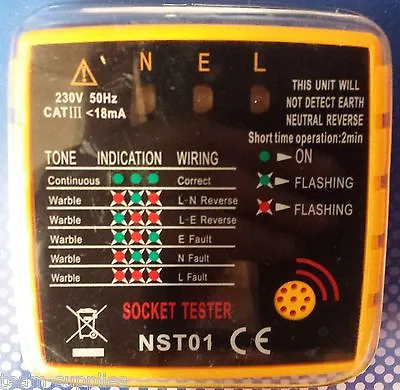 PRO MAINS PLUG UK SOCKET TESTER 13A With Audible Buzzer & LED • £13.49