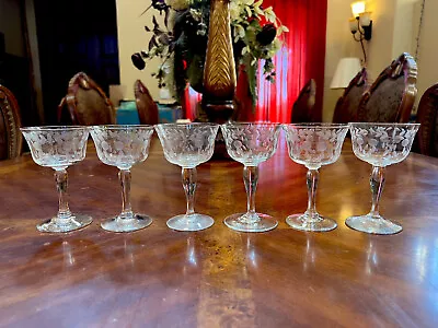 6 Piece Vintage Cambridge Etched Sherry Glasses • $44.75