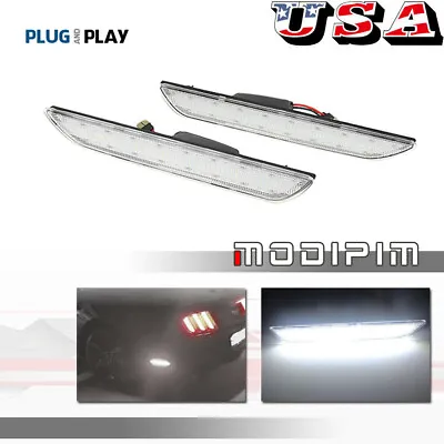 Clear Lens White LED Rear Side Marker Lamps Reflector Lights For 2015-up Mustang • $24.99