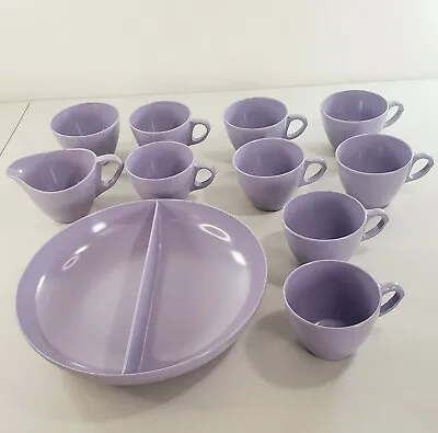 Vtg 11 Royalon Inc Melmac 304 314 311 Purple Lilac Retro MCM Dinnerware Picnic  • $27