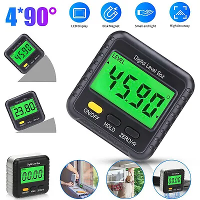 4*90° LCD Magnetic Digital Inclinometer Protractor Level Box Gauge Angle Finder • $15.48