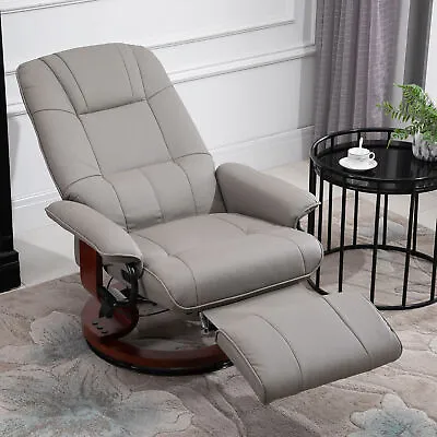 Ergonomic Recliner Sofa Chair PU Leather Armchair Lounger With Footrest Grey • £199.99