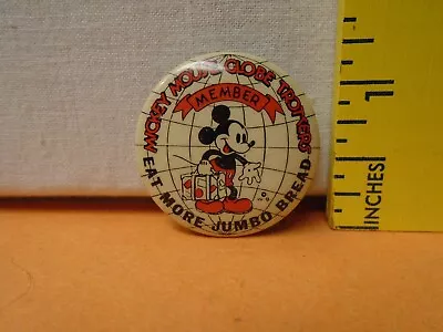 1930's Mickey Mouse Globe Trotters Celluloid Pinback Button 'Jumbo Bread' EX+ • $24.99