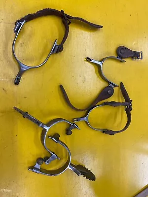 Lot Of Vintage Metal Cowboy Spurs 2 Matching Pairs And 1 Odd Cowgirl Sims Roy • $105