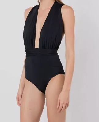 $205 Lenny Niemeyer Women's Black Chic Convertible One Piece Swimsuit Size Large • $65.98