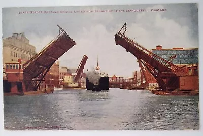 Illinois Postcard 1908 Rare Chicago Steamship Pere Marquette Basq Bridge Sibley  • $39.84