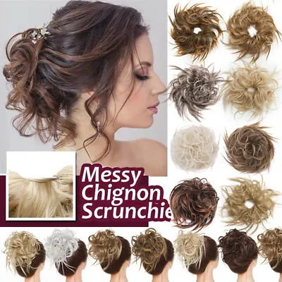 $10.03 • Buy One Piece Scrunchie Messy Bun Updo Hair Extensions 100% Real Thick As Human US