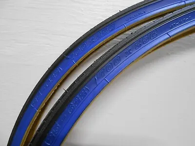 Sale: Pair(2pcs) Bicycle Tires 700 X 25c Black With Blue Wall Road Touring Fixie • $48.99