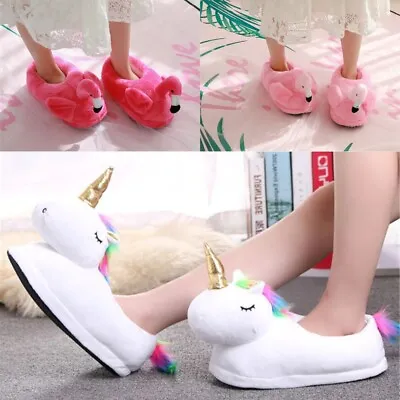 $52.47 • Buy Women Winter Warm Indoor Fur Slides Slippers Cute Cartoon Plush Unicorn Slippers