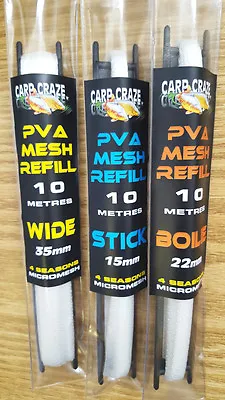 Carp Craze PVA MICROMESH REFIL 10mtrs MESH Stocking Handy Size AWARD WINNING PVA • £6.99