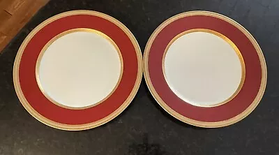 Mikasa Grande Ivory French Embassy Red Dinner Plates~ SET OF 2~Elegant~Pristine • $59.95