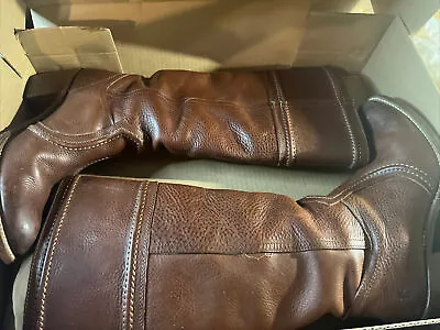 Frye Jane 14-stitch Leather Riding Boots Style 77230 Color Redwood Sz 10m W/ Box • $72